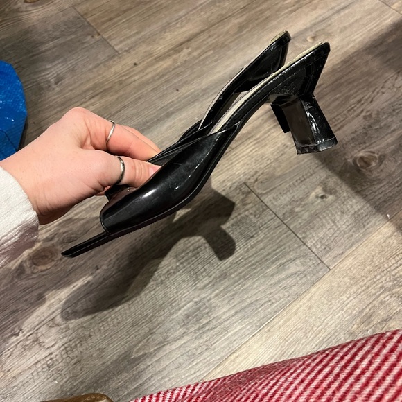 Vintage Rampage Martini Heel Black Size 6 Patent faux Leather Kitten Heel - Picture 2 of 5